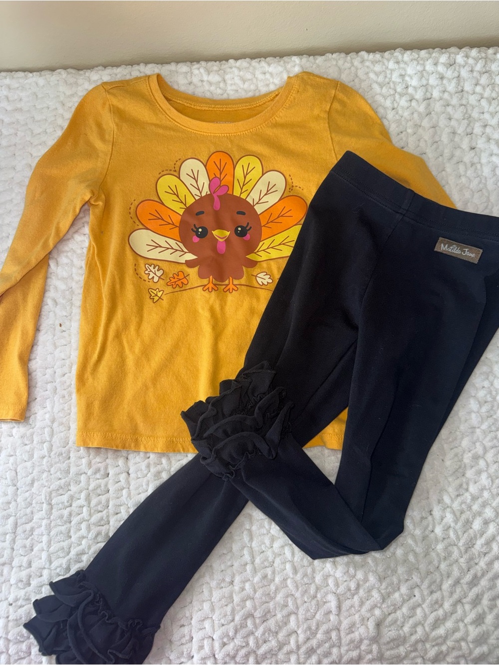 Children’s place Girls' Yellow Turkey Graphic Long-Sleeve Top